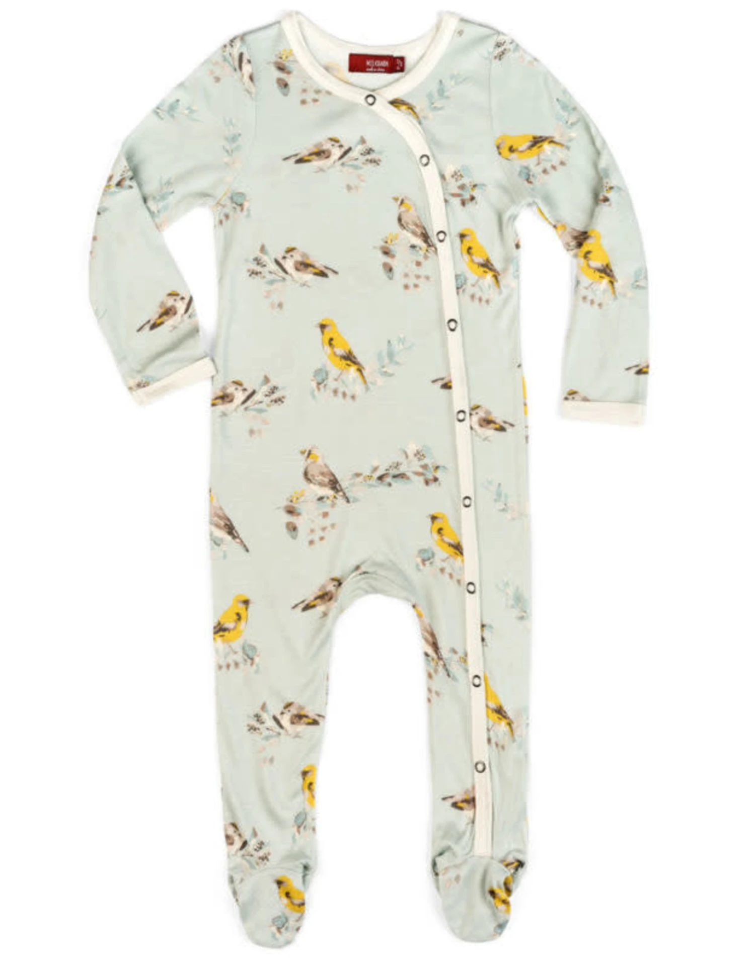 Milkbarn Bamboo Footed Romper Blue Birds 3 Milkbarn Bamboo Footed Romper Blue Birds