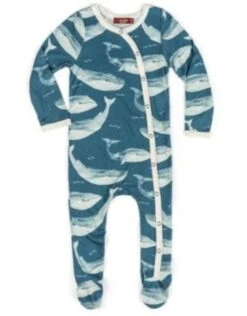 Milkbarn Bamboo Footed Romper Blue Whale
