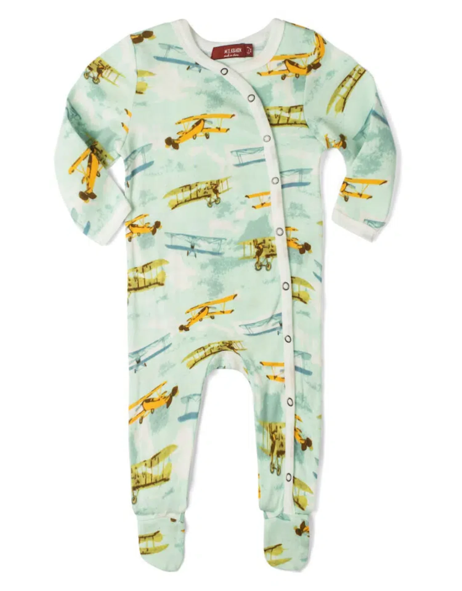 Milkbarn Bamboo Footed Romper Vintage Airplanes 3 Milkbarn Bamboo Footed Romper Vintage Airplanes