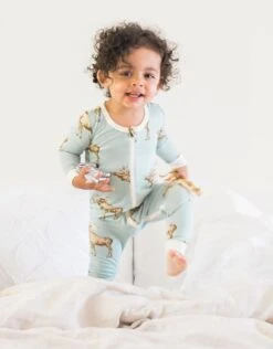 Little Kids Care Shop -Little Kids Care Shop milkbarn milkbarn bamboo zipper pajama blue birds 1