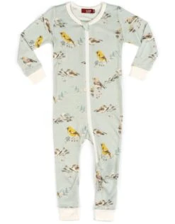 Little Kids Care Shop 20 Milkbarn Bamboo Zipper Pajama Blue Birds