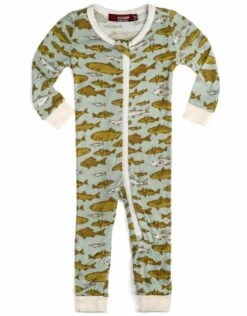 Milkbarn Bamboo Zipper Pajama Blue Fish
