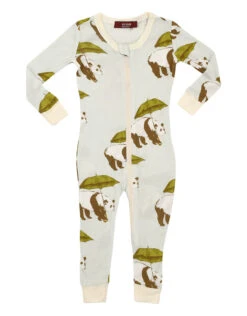 Milkbarn Bamboo Zipper Pajama Blue Panda