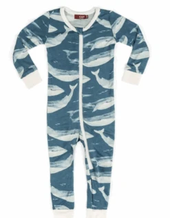 Milkbarn Bamboo Zipper Pajama Blue Whale