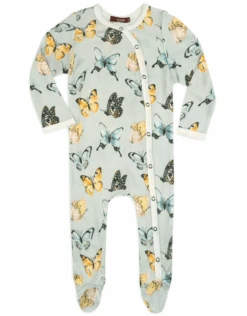 Milkbarn Butterfly Bamboo Snap Footed Romper