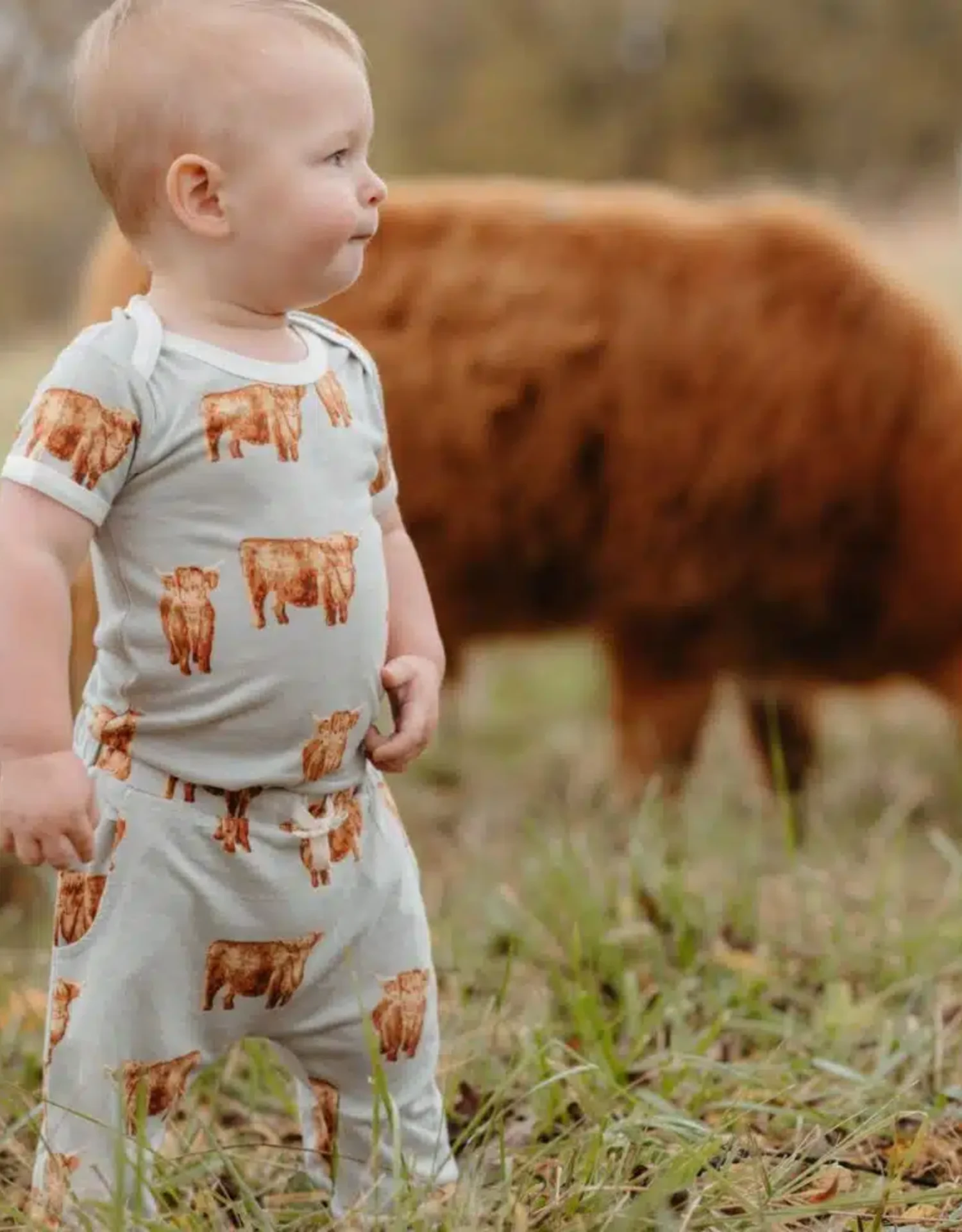Milkbarn Highland Cow Bamboo Short Sleeve One Piece 4 Milkbarn Highland Cow Bamboo Short Sleeve One Piece - Image 2