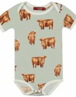Milkbarn Highland Cow Bamboo Short Sleeve One Piece