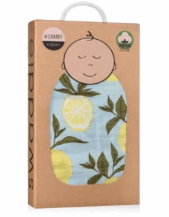 Milkbarn Lemon Organic Cotton Muslin Swaddle Blanket