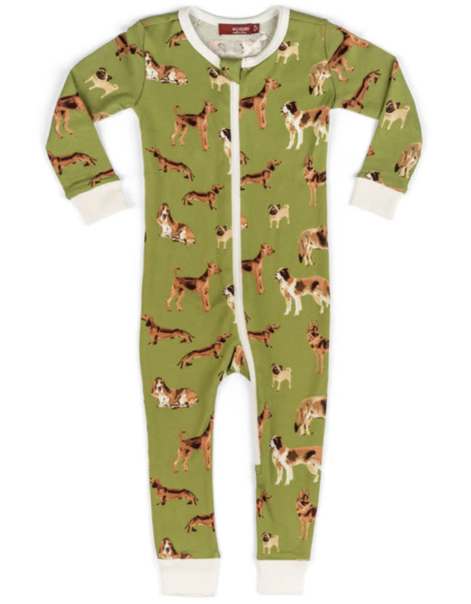 Milkbarn Organic Cotton Zipper Pajama Green Dogs 3 Milkbarn Organic Cotton Zipper Pajama Green Dogs