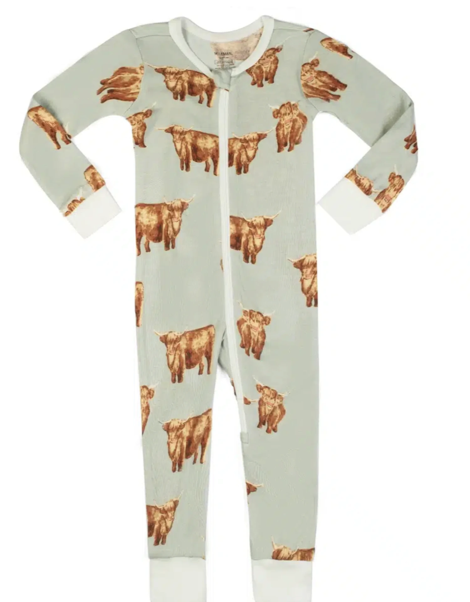 Milkbarn Organic Cotton Zipper Pajama Highland Cow 3 Milkbarn Organic Cotton Zipper Pajama Highland Cow