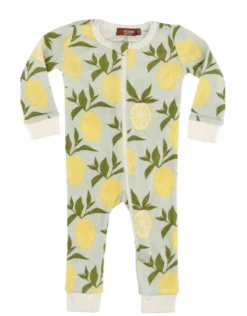 Milkbarn Organic Cotton Zipper Pajama Lemon