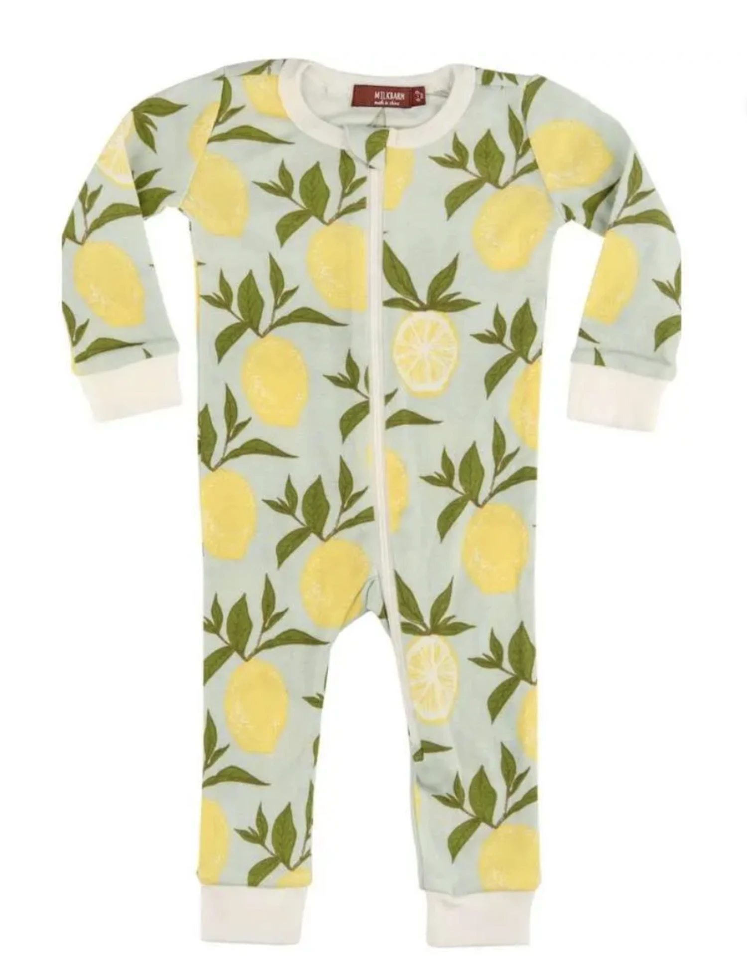 Milkbarn Organic Cotton Zipper Pajama Lemon 3 Milkbarn Organic Cotton Zipper Pajama Lemon
