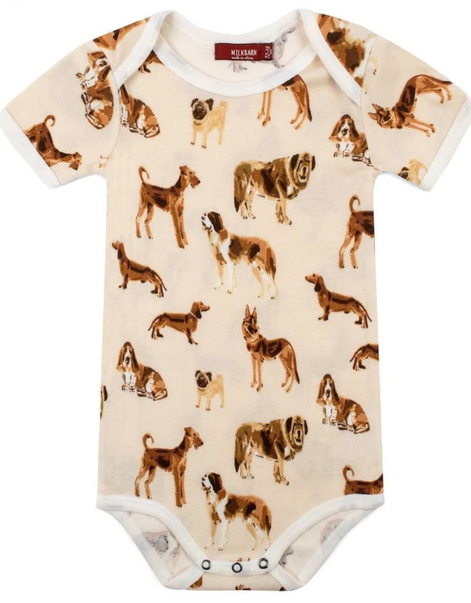 Milkbarn Short Sleeve One Piece Natural Dog 3 Milkbarn Short Sleeve One Piece Natural Dog