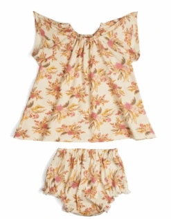 Milkbarn Short Sleeve Peasant Dress W/ Bloomer Floral Bicycle