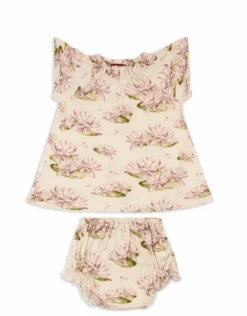 Milkbarn Short Sleeve Peasant Dress W/ Bloomer Grey Zebra