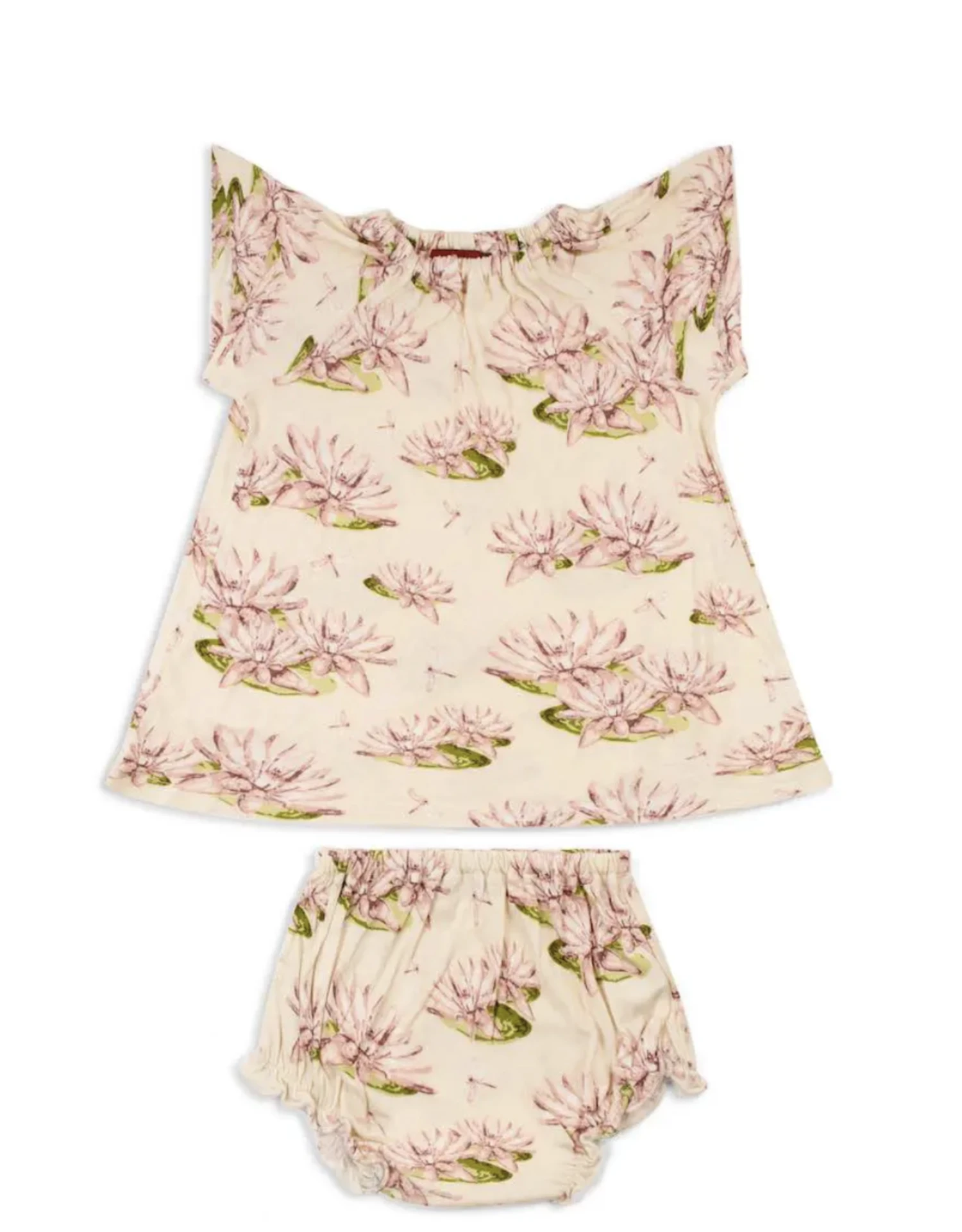 Milkbarn Short Sleeve Peasant Dress W/Bloomer Water Lillies 3 Milkbarn Short Sleeve Peasant Dress W/Bloomer Water Lillies