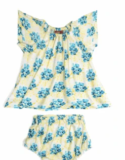 Milkbarn Short Sleeve Peasant Dress W/ Bloomer Tutu Elephant