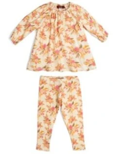 Milkbarn Vintage Floral Cotton Long Sleeve Dress & Legging Set